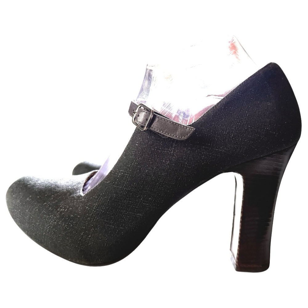 Chie Mihara Metallic Tweed Pinup Shoes Square Vamp Block Heel Size 39.5 US 9.5 - Picture 5 of 13